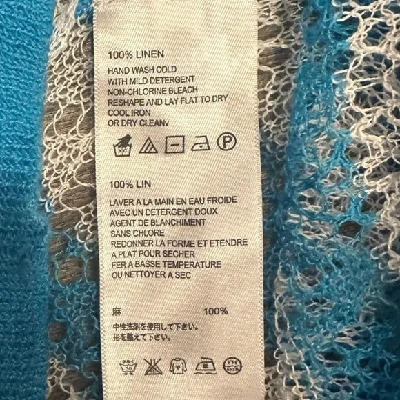 Tommy Bahama Womens Linen Turquoise Blue White Striped Swim Coverup Dress SZ M - Picture 5 of 10